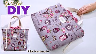 DIY DRAWSTRING TOTE BAG SEWING TUTORIAL  TOTE BAG MAKING IDEAS EASILY AT HOME  SEWING PROJECTS [upl. by Llibyc365]