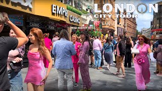 🇬🇧LONDON CITY TOUR  Summer Walk in Central London Soho Oxford Street  London Street Walk 4K HDR [upl. by Launame524]