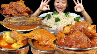 Massive Mukbang Eating Spicy Mutton Gravy Chicken Gizzard Curry Fish Curry Chicken Egg Curry [upl. by Gupta]