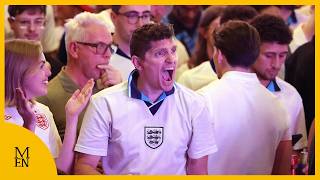 How England fans in Manchester and London reacted to Denmark game [upl. by Tecil]