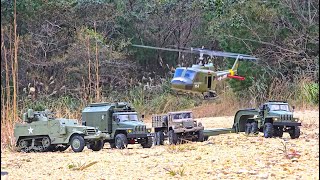 116 Scale Military WPL B363 Ural Trailer B16KM Torro M16 135 Helicopter YU XIANG F07 UH1 Huey [upl. by Brande]