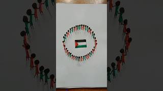 How to draw Palestine flag drawing  many people circle shoetsvideo viral [upl. by Dazhahs]