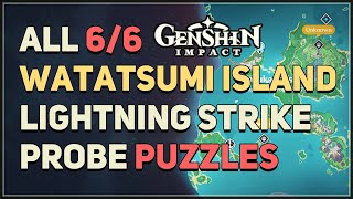 All 6 Watatsumi Island Lightning Strike Probe Compass Puzzles Genshin Impact [upl. by Enywtna702]