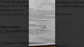 Practical To determine coefficient of Viscosity by Poiseuilles Method [upl. by Philemon]