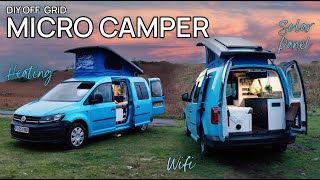 DIY Micro Camper Conversion  FULL TOUR  FULL TIME Vanlife  VW Caddy Van  OffGrid [upl. by Assetak]