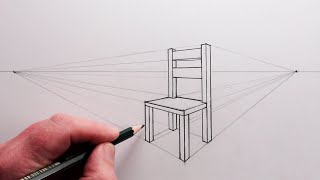 How to Draw a Chair using Two Point Perspective Narrated [upl. by Ociredef]