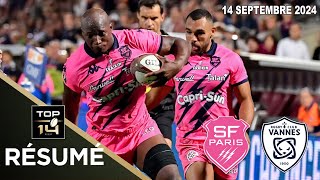 TOP 14  J2  Résumé 1ère moitié Stade Français Paris vs RC Vannes  Saison 20242025 [upl. by Adnirb]