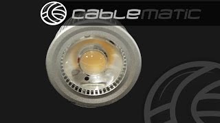 Bombilla LED COB con reflector MR16 12VDC 6W 50mm luz cálida distribuido por CABLEMATIC ® [upl. by Kallista]