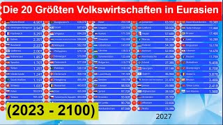 Die 20 Größten Volkswirtschaften in Eurasien 2023  2100 BIP Bruttoinlandsprodukt Eurasiens [upl. by Kast]