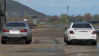 Forza Horizon 4 Drag Race MercedesAMG E63s vs BMW M5 Competition [upl. by Hayne]