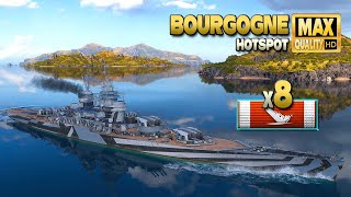 Battleship Bourgogne with 8 destroyed ships  World of Warships [upl. by Fredkin]