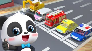 Five Little Cars Patrol Team  Street Vehicles Song  Nursery Rhymes amp Kids Songs  BabyBus [upl. by Chapnick721]