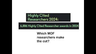 Highly Cited Researchers 2024 [upl. by Lucania]