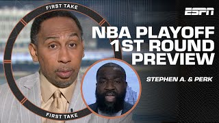 Stephen A amp Kendrick Perkins preview the first round of the 2023 NBA Playoffs 🏀  First Take [upl. by Yecies]