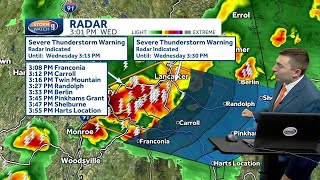 Video Severe thunderstorm warning issued for western northern NH [upl. by Elicia]