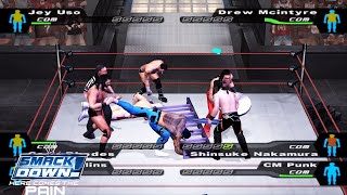 Jey Uso amp Cody Rhodes amp Seth Rollins v Drew Mcintyre amp Shinsuke amp CM Punk Gameplay  WWE HCTP [upl. by Esertal]