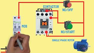 single phase motor connection with magnetic contactor wiring diagram [upl. by Mara]