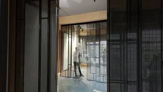 Synchro system fabric glass aluminium workout telescopy wardrobesdesign door [upl. by Hsiri256]