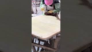 Irregular travertine coffee table processing [upl. by Macur968]