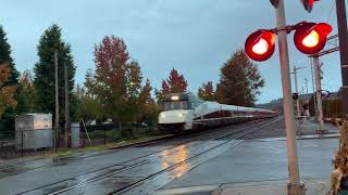 Amtrak Cascades 503 roars by w full Talgo set Sumner WA 092321 [upl. by Reve966]