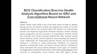 ECG Classification Exercise Health Analysis Algorithm Based on GRU and Convolutional Neural Network [upl. by Dohsar]