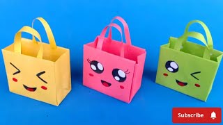 Origami paper bag  How to make paper bag with handles  Origami gift bags  school hacks [upl. by Oinotnaesoj]