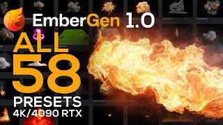 EmberGen 10 ALL 58 Presets Showcase in 4K on 4090 RTX RealTime FX Simulations [upl. by Albina]