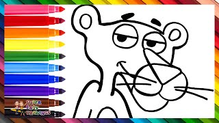 Draw and Color Pink Panther 🐆💗🌈 Drawings for Kids [upl. by Akemor387]