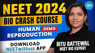 NEET CRASH COURSE 2024  BIOLOGY  DEMO CLASS  Human Reproduction  Ritu Rattewal  NEETwithus App [upl. by Birgit]