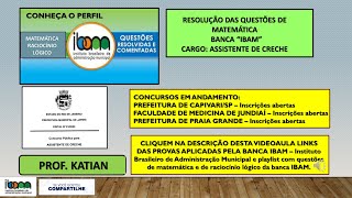 IBAM  Concurso Faculdade de Medicina de JundiaíSP  Resolução de questões de matemática [upl. by Llyrad521]