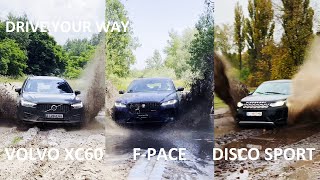 VOLVO XC60 vs JAGUAR F PACE vs DISCOVERY SPORT Off Road  What is your choice [upl. by Ennirak215]