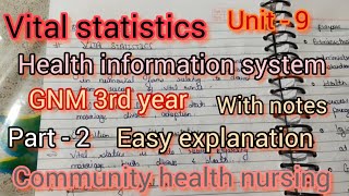 Vital statisticsHealth information systemunit9  part  2 GNM 3rd year community health nursing [upl. by Yor241]