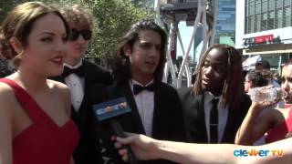 quotVictoriousquot Cast Interview  2012 Creative Arts Emmys  Ariana Grande Liz Gillies [upl. by Ellinej]