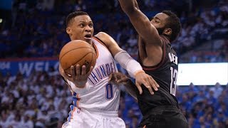 Russell Westbrook Plays Smarter Harden Last Shot Rockets Thunder Game 3 [upl. by Lashoh]