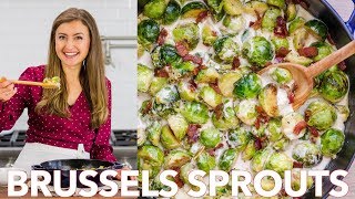 How To Cook Brussels Sprouts Recipe in Alfredo Sauce  Natashas Kitchen [upl. by Arsuy]