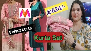 Myntra Libas Kurta Set  She By Ssafras Velvet Kurta Haul  Myntra Find Starting 600 Only [upl. by Salema]