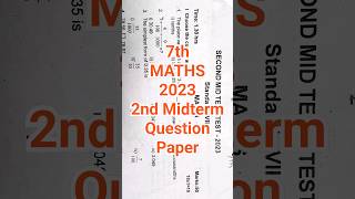 7th Std Maths 2nd Mid Term Test 2023 Question Paper  Dist Kanchipuram Thiruvallur  Class 7 Maths [upl. by Manus]