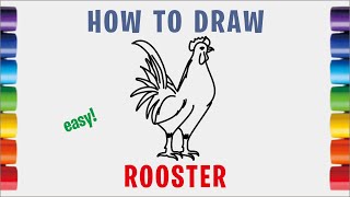 How to draw a rooster  Draw easiest animal using simple shapes  Cara menggambar ayam [upl. by Iredale837]