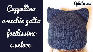 Cappellino orecchie gatto facile e veloce chiusura a 3 ferri [upl. by Rodmun738]