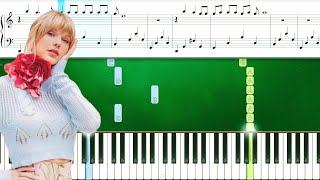 Taylor Swift  tolerate it Piano Tutorial With Sheets  Piano Instrumental  Piano Karaoke [upl. by Adyaj]