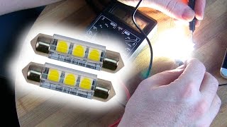 Review Pure white LED 38mm festoon bulbs 4500 K 3x 5050 SMDs [upl. by Gibe272]