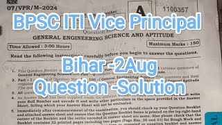 BPSC ITI Vice Principal 2 August General Engineering Science  PART02 Bihar ITI [upl. by Aborn138]