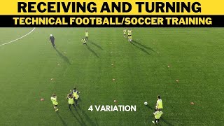 Receiving And Turning FootballSoccer Drill  Technical Training  U11 U12 U13 [upl. by Lira]