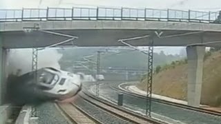 Spain Train Derailment Video 2013 Shocking Crash Kills At Least 77 Caught on Tape [upl. by Anitsirk]