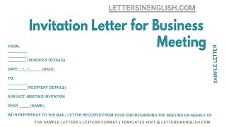 Invitation Letter For Business Meeting  Sample Letter of Invitation for Business Meeting [upl. by Nylirehs]