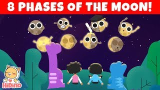 🌑🌒🌓🌔🌕🌖🌗🌘 The Phases Of The Moon  Learn The 8 Phases Of The Moon  HiDino Kids Songs [upl. by Cadell]