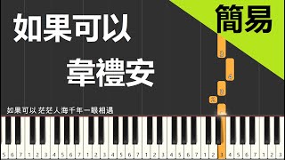 電影月老主題曲 韋禮安 如果可以 鋼琴教學 簡易單手版 [upl. by Starbuck]