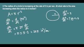 Related rates problem Area of a cirlce [upl. by Lebatsirc]