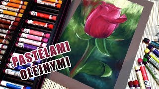 Rysowanie róży pastelami olejnymi 🌹🌷⚘  Oil pastels rose speed drawing [upl. by Ronyam]