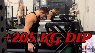 205 KG WEIGHTED DIP RECORD  FULL WARM UP [upl. by Yesnek653]